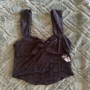 Lace embroidered going out tank top